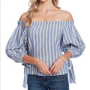 NWOT H&M Chambray Stripe Off Shoulder Top